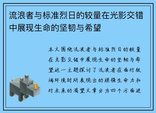 流浪者与标准烈日的较量在光影交错中展现生命的坚韧与希望
